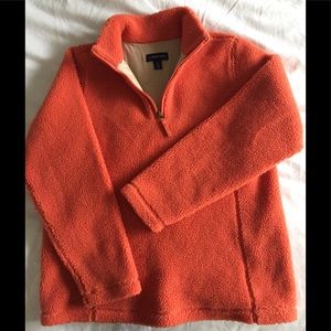 Lands End Sherpa Jacket Cotton Lining, Orange, S